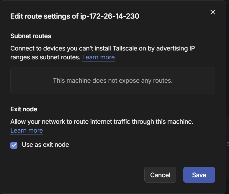 tailscale exit node